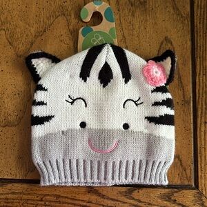 Blooms & Buds knit toddler/kids outdoor hat,crocheted pink flower accent NWT